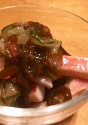 ボイルイカと胡瓜ともずくの梅にんにく和え-レシピのメイン写真