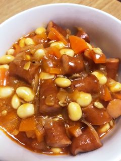 大豆とソーセージの腸活トマトスープ-レシピのメイン写真