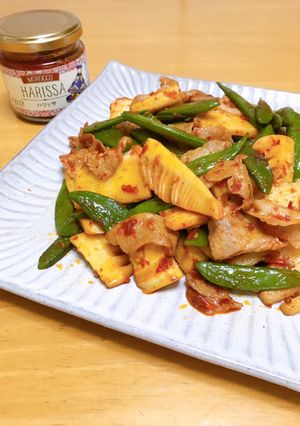 豚バラと春野菜のハリッサ炒め-レシピのメイン写真