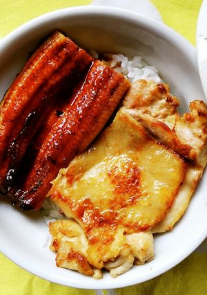 うなぎ＆チキンソテー！合い盛り丼-レシピのメイン写真