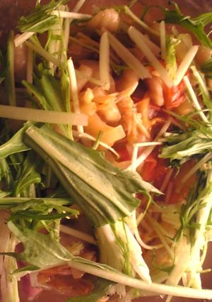 水菜とえのきだけと玉葱のトマトパスタ-レシピのメイン写真