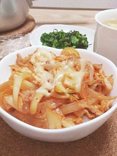豚キムチチーズ丼-レシピのメイン写真