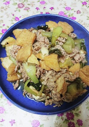 しろ菜と厚揚げ・豚肉の炒め煮-レシピのメイン写真