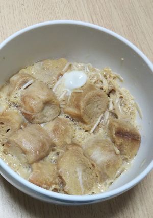 皿1枚レンチンのみ！お麩とえのきの卵とじ-レシピのメイン写真