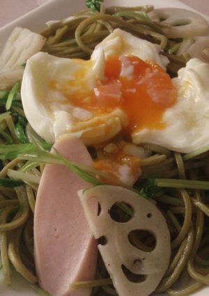 水菜とレンコンの茶そば de 塩焼きそば-レシピのメイン写真