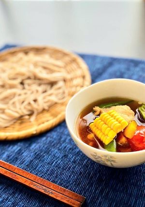鶏肉と夏野菜のつけそば-レシピのメイン写真