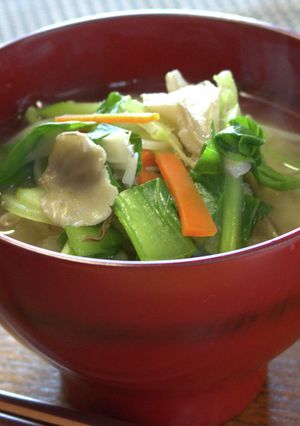 今日の味噌汁★チンゲン菜ともやし【動画】-レシピのメイン写真