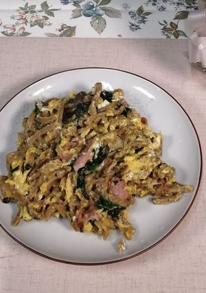 お餅カルボナーラ（グルテンフリーパスタ）-レシピのメイン写真