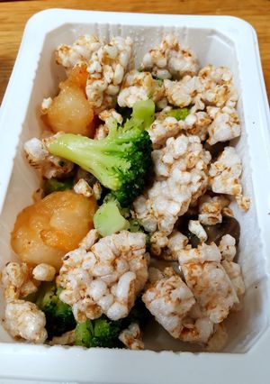 冷凍食品アヒージョの玄米トーストおひたし-レシピのメイン写真