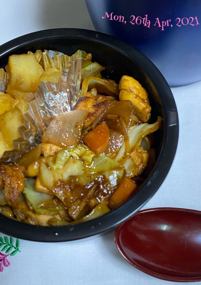 豆腐の回鍋肉風丼弁当(馬鈴薯の甘辛炒め)-レシピのメイン写真