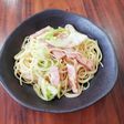 春キャベツとベーコンのペペロンチーノ