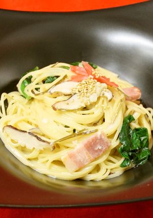 乾しいたけの胡麻クリームパスタ-レシピのメイン写真