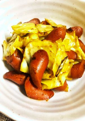 簡単キャベツとウインナーのカレー炒め-レシピのメイン写真