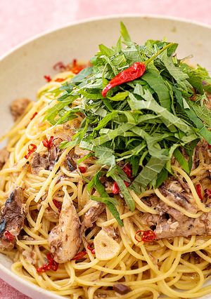 鯖缶と大葉の狂辛ペペロンチーノ-レシピのメイン写真