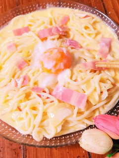 冷製うどんカルボナーラ-レシピのメイン写真