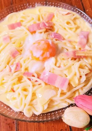 冷製うどんカルボナーラ-レシピのメイン写真