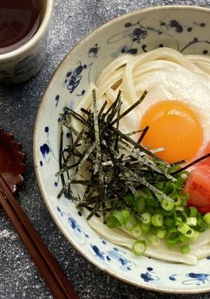 5分で出来ます！冷やし明太とろ玉うどん-レシピのメイン写真