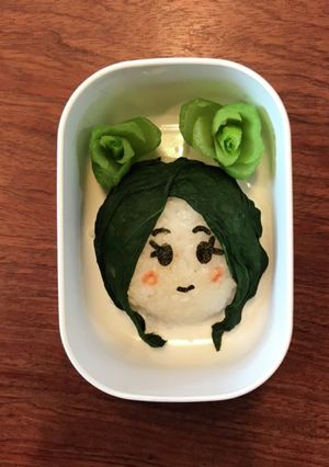 キャラ弁＊小松菜でおだんご頭の女の子-レシピのメイン写真