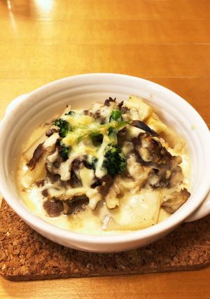 意外なおいしさ！筍と牛肉の和風グラタン-レシピのメイン写真