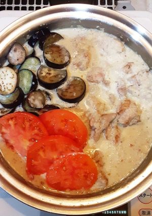 今日の晩ごはん★若鶏と夏野菜の豆乳仕立て-レシピのメイン写真