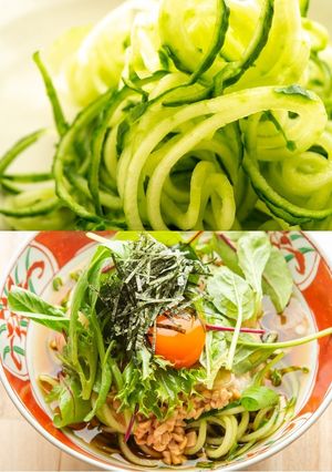 お助けQちゃんベジヌードル納豆とろろそば-レシピのメイン写真