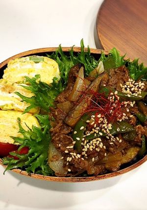 のっけ弁当(牛肉と野菜の炒めもの)-レシピのメイン写真