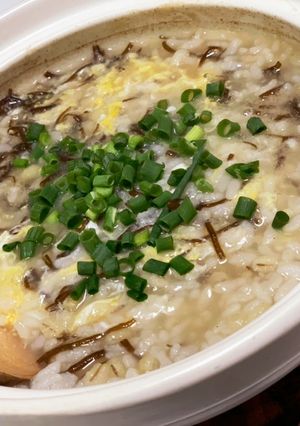 沖縄産もずくと玉子のお粥-レシピのメイン写真