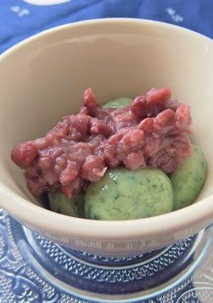 豆腐入りよもぎ白玉と自家製あんこ-レシピのメイン写真