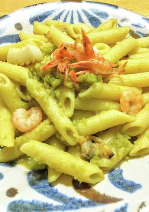 冷凍そら豆とシーフードのショートパスタ-レシピのメイン写真