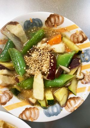 根菜ポン酢わさびごま油炒め味温野菜サラダ-レシピのメイン写真
