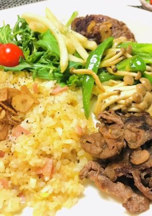 焼肉プレートの夕飯のおかずプレート-レシピのメイン写真