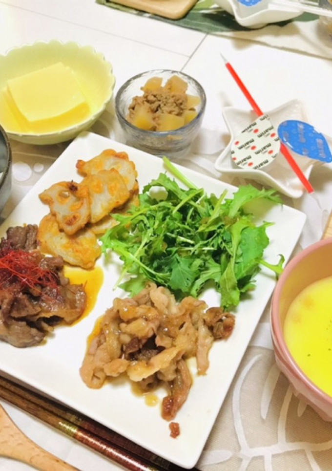 手抜き・豚肉・牛肉・2種類の焼肉プレート-レシピのメイン写真