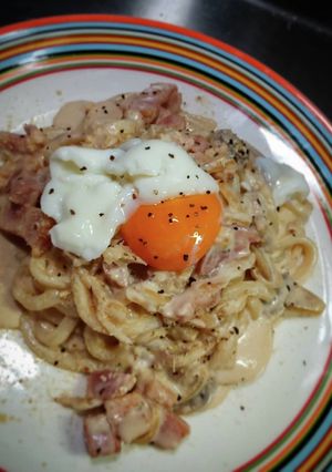 カルボナーラうどん( ꈍᴗꈍ)-レシピのメイン写真
