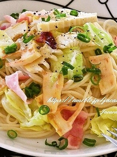 たけのこと春キャベツのペペロンチーノ-レシピのメイン写真