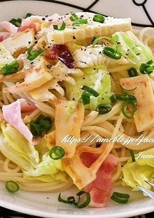 たけのこと春キャベツのペペロンチーノ-レシピのメイン写真