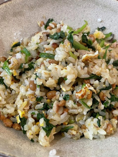 ホウレン草とサバ缶の和え物と納豆炒飯-レシピのメイン写真