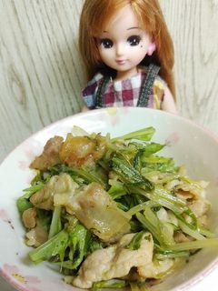リカちゃん♡豚肉と水菜のマスタード炒め-レシピのメイン写真