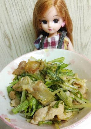 リカちゃん♡豚肉と水菜のマスタード炒め-レシピのメイン写真