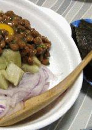 納豆と焼き茄子サラダの手巻き海苔-レシピのメイン写真