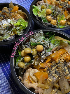 金平牛蒡の豚丼(青梗菜の豆和え)-レシピのメイン写真