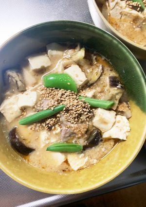 レンジ豚こま豆乳de坦々麺味麻婆豆腐茄子-レシピのメイン写真