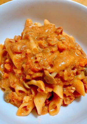 ベジトマトクリームミートソースパスタ♪-レシピのメイン写真