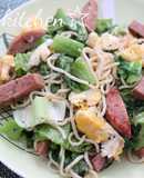 リーフレタスと厚切りハムの塩焼きそば