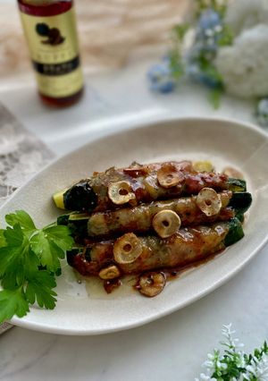 ズッキーニの肉巻き　にんにく白ワイン風味-レシピのメイン写真