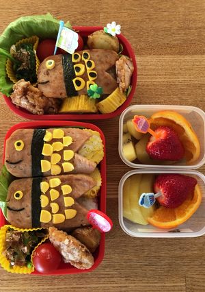 こどもの日に♪鯉のぼりのスパムおにぎり-レシピのメイン写真