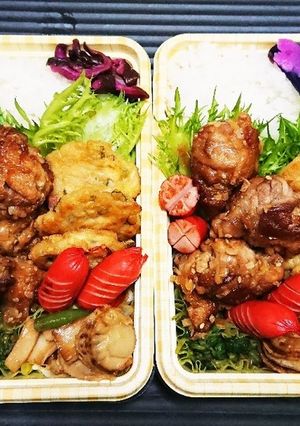【夫婦弁当35】豚コマ唐揚と豆腐チヂミ-レシピのメイン写真