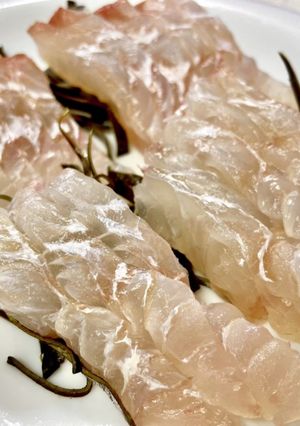 伊勢湾釣りひらめの藻塩と昆布締め-レシピのメイン写真