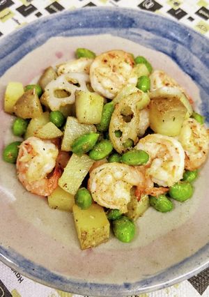 枝豆とじゃが芋のガーリックシュリンプ-レシピのメイン写真