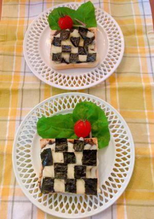 海苔とチーズの市松模様トースト-レシピのメイン写真