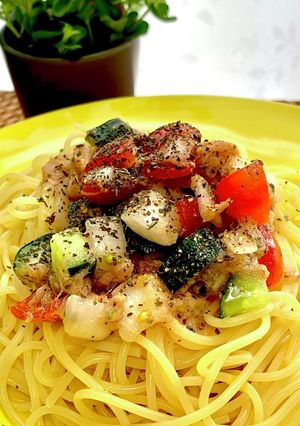 カクテルサラダの冷製パスタ-レシピのメイン写真